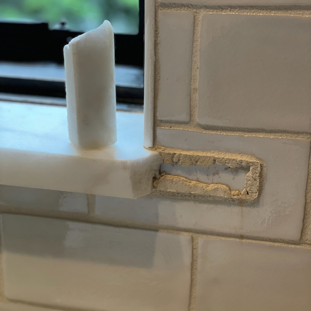 Corner before Countertop Seam and Chip Repair Services in Atlanta